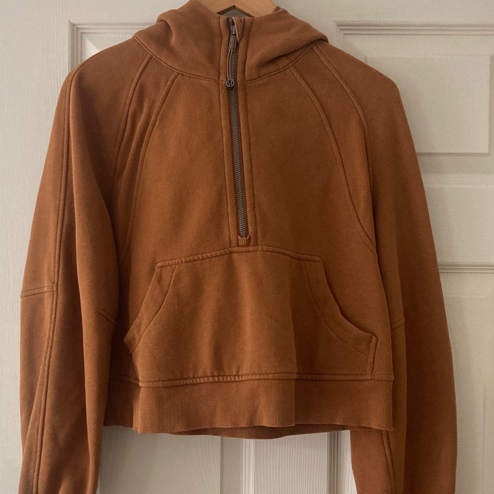 lululemon athletica Cropped Half-Zip Hoodie in Rust